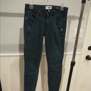 Paige Forest Green Motorcycle Jeans